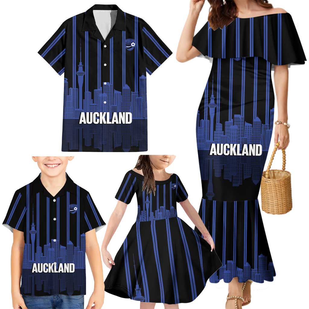 New Zealand Auckland Football Custom Family Matching Mermaid Dress and Hawaiian Shirt Go City of Sails Est 2025