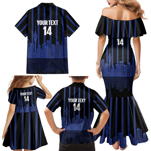 New Zealand Auckland Football Custom Family Matching Mermaid Dress and Hawaiian Shirt Go City of Sails Est 2025