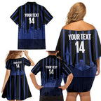 New Zealand Auckland Football Custom Family Matching Off Shoulder Short Dress and Hawaiian Shirt Go City of Sails Est 2025