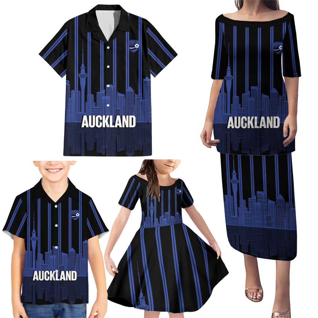 New Zealand Auckland Football Custom Family Matching Puletasi and Hawaiian Shirt Go City of Sails Est 2025