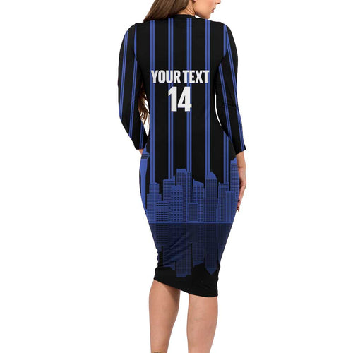 New Zealand Auckland Football Custom Long Sleeve Bodycon Dress Go City of Sails Est 2025