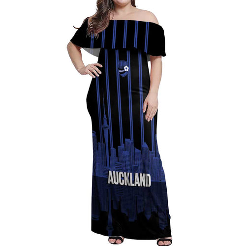 New Zealand Auckland Football Custom Off Shoulder Maxi Dress Go City of Sails Est 2025