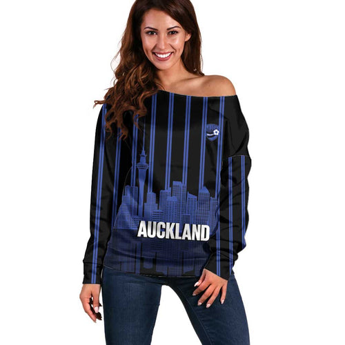 New Zealand Auckland Football Custom Off Shoulder Sweater Go City of Sails Est 2025
