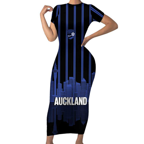 New Zealand Auckland Football Custom Short Sleeve Bodycon Dress Go City of Sails Est 2025