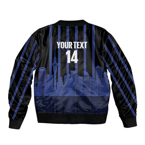 New Zealand Auckland Football Custom Sleeve Zip Bomber Jacket Go City of Sails Est 2025