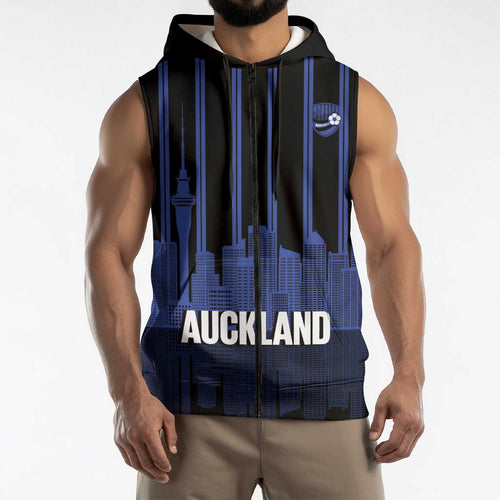 New Zealand Auckland Football Custom Sleeveless Zip Hoodie Go City of Sails Est 2025