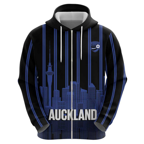 New Zealand Auckland Football Custom Zip Hoodie Go City of Sails Est 2025
