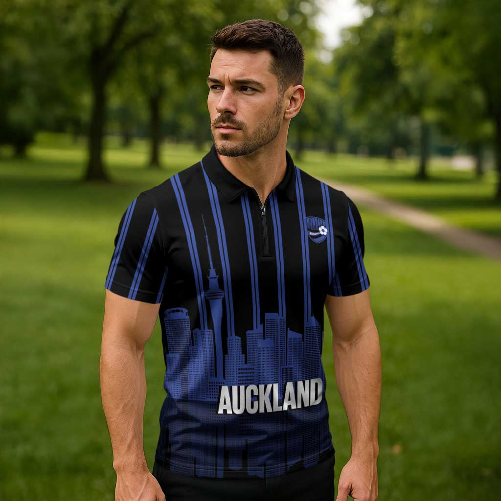 New Zealand Auckland Football Custom Zipper Polo Shirt Go City of Sails Est 2025