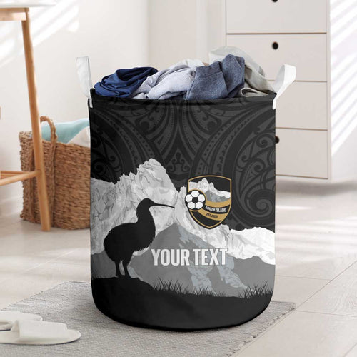 New Zealand South Island Football Custom Laundry Basket Aoraki Mount Cook With Kiwi Maori Pattern