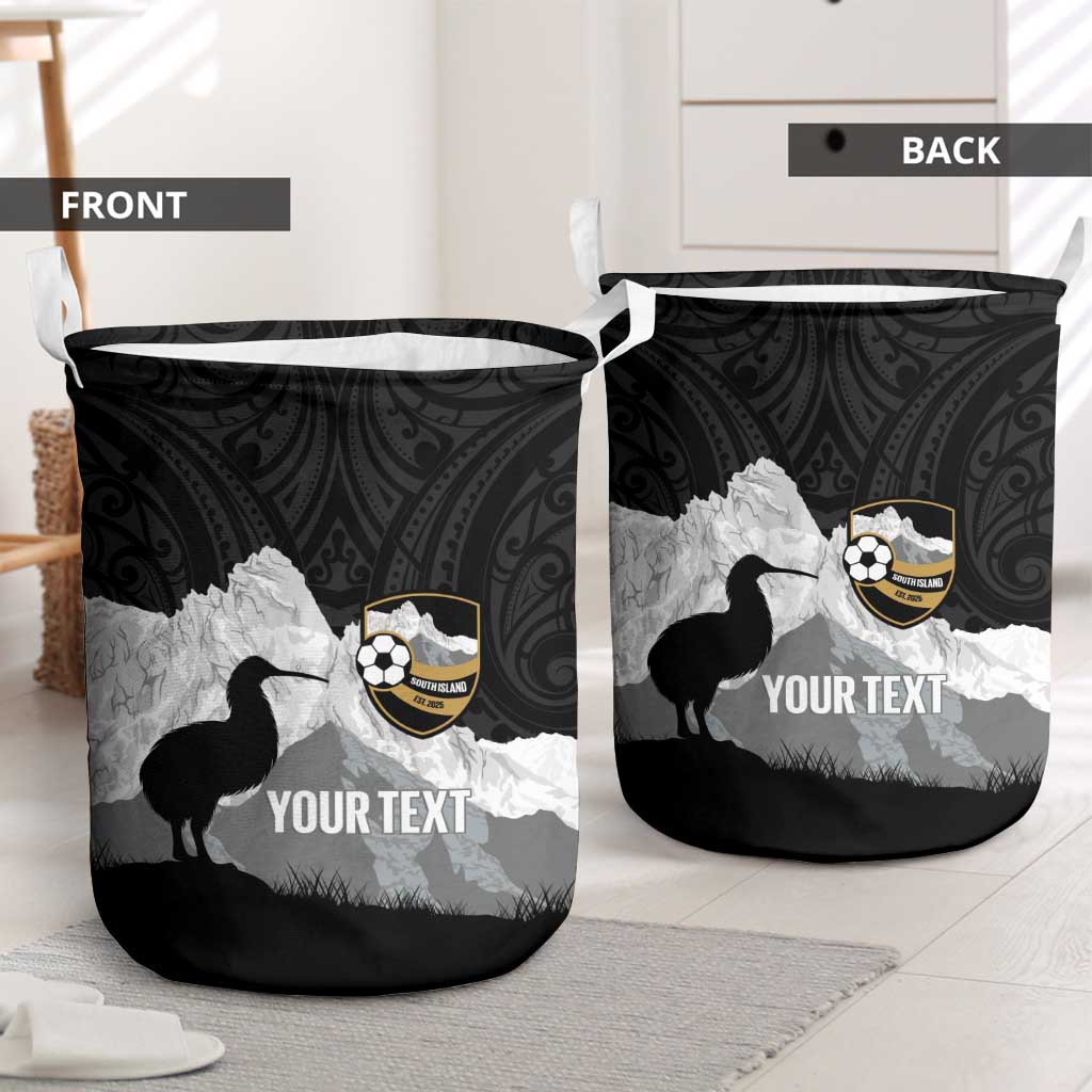 New Zealand South Island Football Custom Laundry Basket Aoraki Mount Cook With Kiwi Maori Pattern