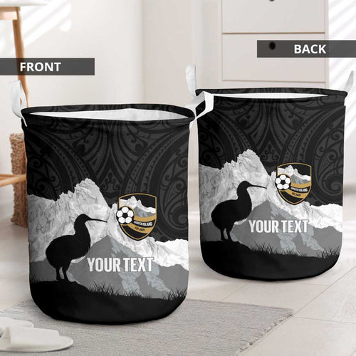 New Zealand South Island Football Custom Laundry Basket Aoraki Mount Cook With Kiwi Maori Pattern
