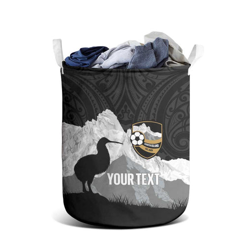New Zealand South Island Football Custom Laundry Basket Aoraki Mount Cook With Kiwi Maori Pattern
