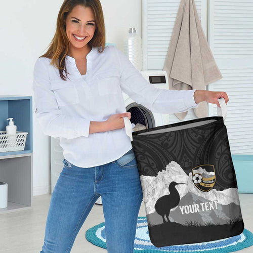 New Zealand South Island Football Custom Laundry Basket Aoraki Mount Cook With Kiwi Maori Pattern