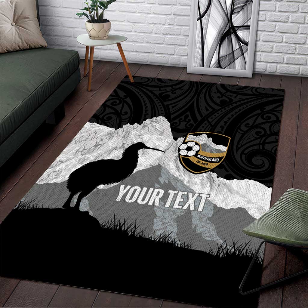 New Zealand South Island Football Custom Area Rug Aoraki Mount Cook With Kiwi Maori Pattern