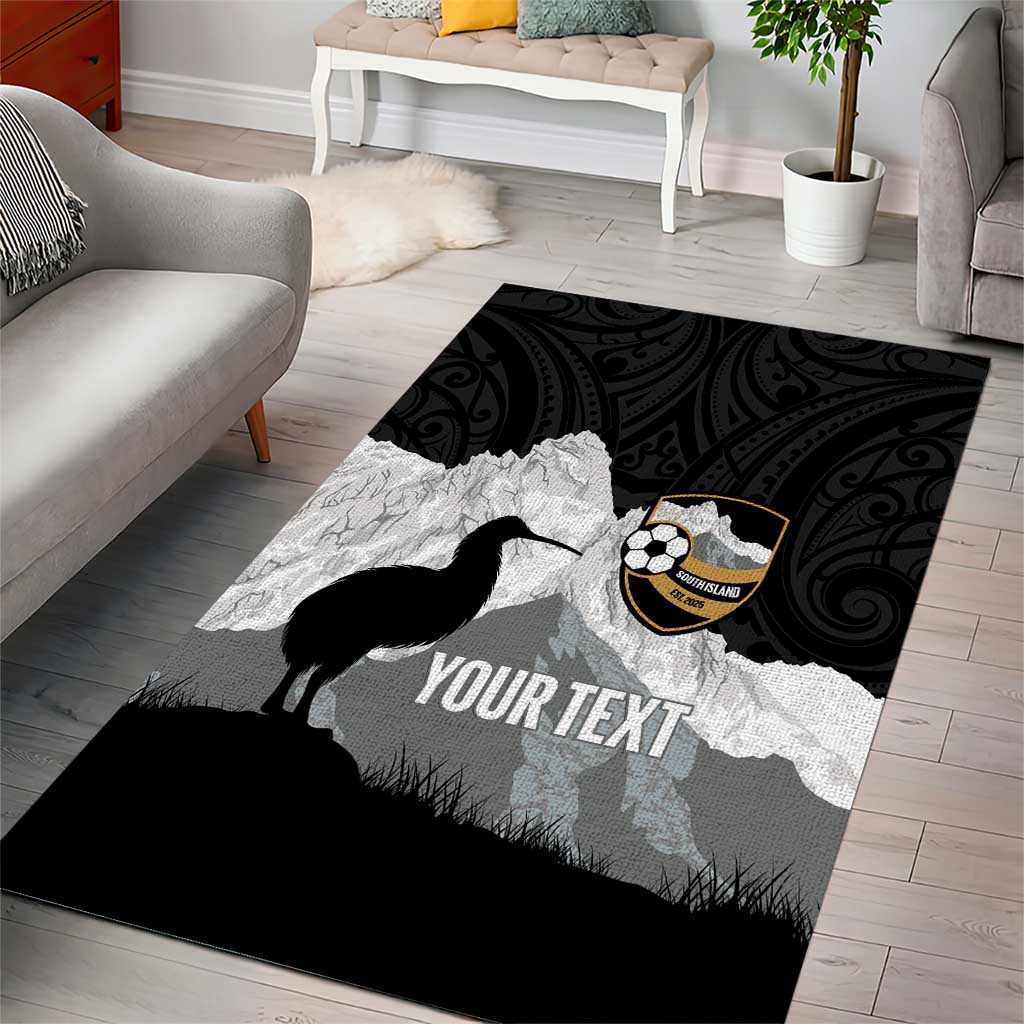 New Zealand South Island Football Custom Area Rug Aoraki Mount Cook With Kiwi Maori Pattern