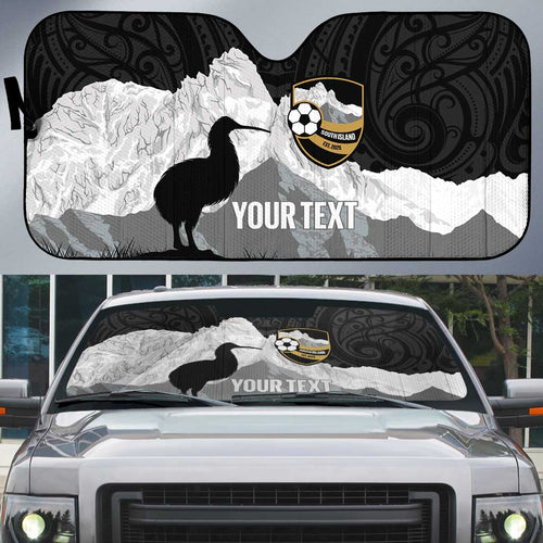 New Zealand South Island Football Custom Auto Sun Shade Aoraki Mount Cook With Kiwi Maori Pattern