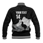 New Zealand South Island Football Custom Baseball Jacket Aoraki Mount Cook With Kiwi Maori Pattern