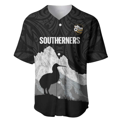 New Zealand South Island Football Custom Baseball Jersey Aoraki Mount Cook With Kiwi Maori Pattern