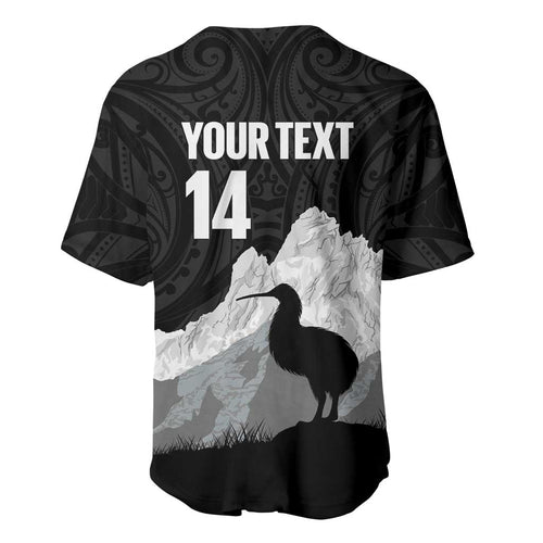 New Zealand South Island Football Custom Baseball Jersey Aoraki Mount Cook With Kiwi Maori Pattern