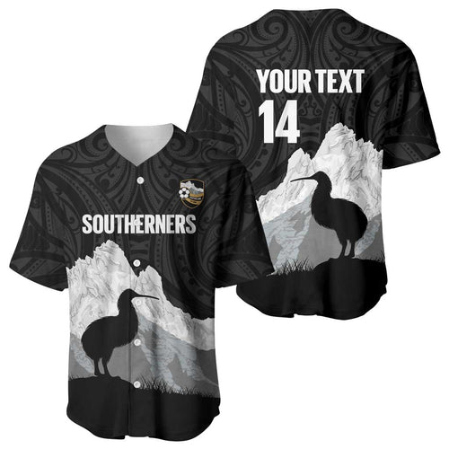 New Zealand South Island Football Custom Baseball Jersey Aoraki Mount Cook With Kiwi Maori Pattern