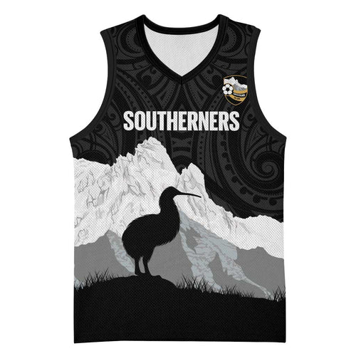 New Zealand South Island Football Custom Basketball Jersey Aoraki Mount Cook With Kiwi Maori Pattern