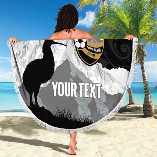 New Zealand South Island Football Custom Beach Blanket Aoraki Mount Cook With Kiwi Maori Pattern