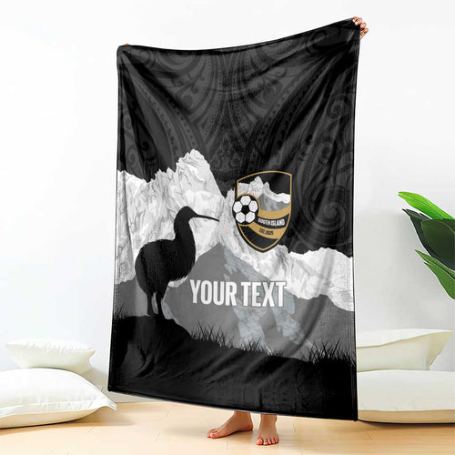 New Zealand South Island Football Custom Blanket Aoraki Mount Cook With Kiwi Maori Pattern