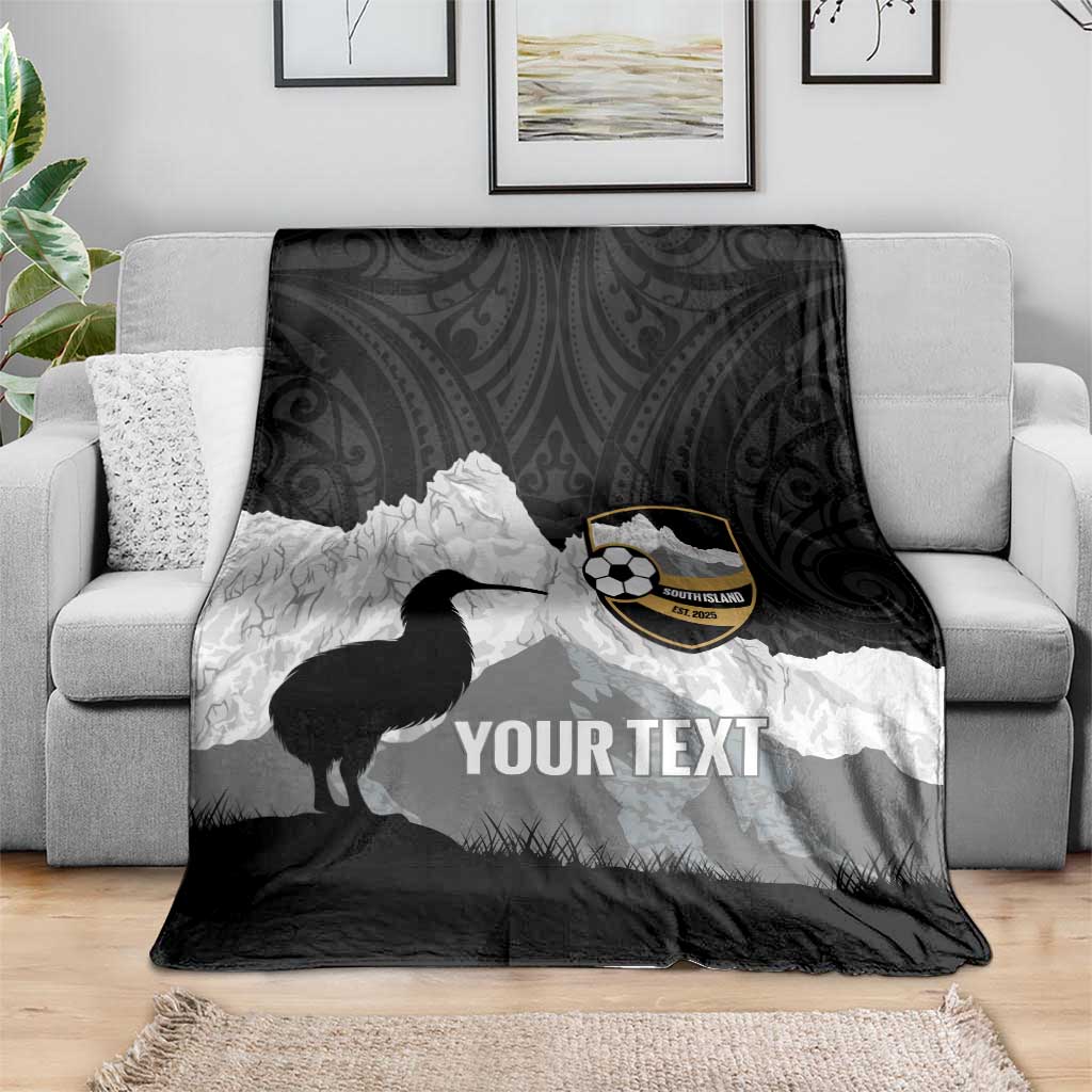 New Zealand South Island Football Custom Blanket Aoraki Mount Cook With Kiwi Maori Pattern