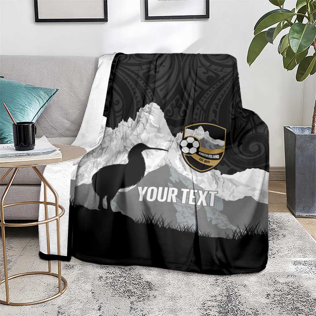 New Zealand South Island Football Custom Blanket Aoraki Mount Cook With Kiwi Maori Pattern