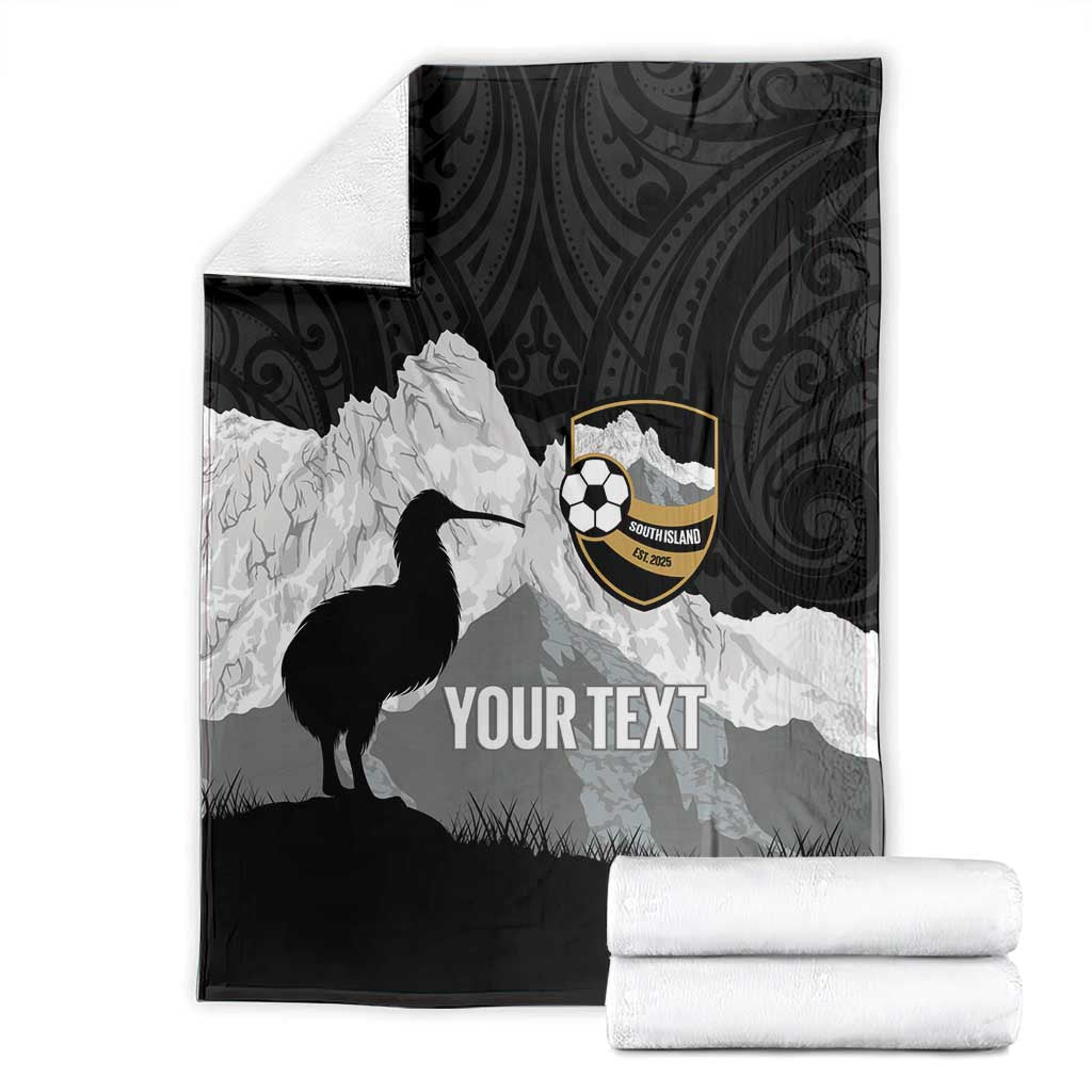 New Zealand South Island Football Custom Blanket Aoraki Mount Cook With Kiwi Maori Pattern