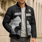 New Zealand South Island Football Custom Bomber Puffer Jacket Aoraki Mount Cook With Kiwi Maori Pattern