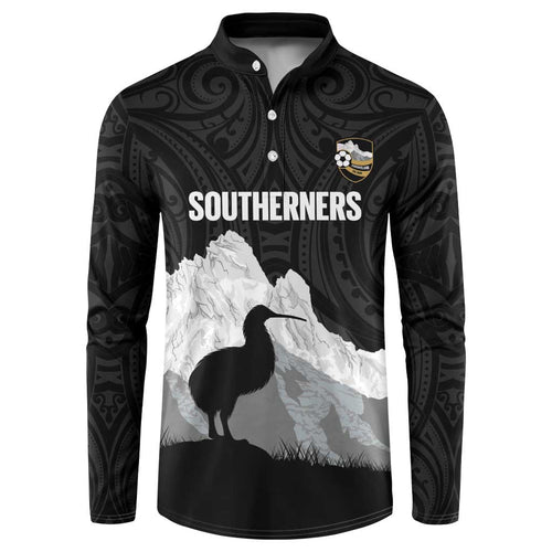 New Zealand South Island Football Custom Button Sweatshirt Aoraki Mount Cook With Kiwi Maori Pattern