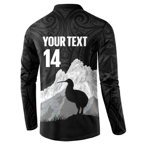 New Zealand South Island Football Custom Button Sweatshirt Aoraki Mount Cook With Kiwi Maori Pattern