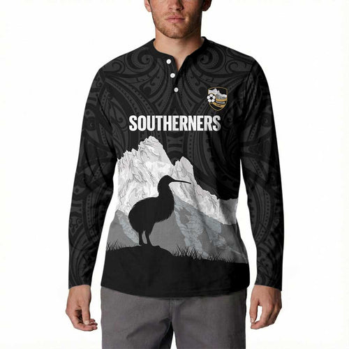 New Zealand South Island Football Custom Button Sweatshirt Aoraki Mount Cook With Kiwi Maori Pattern