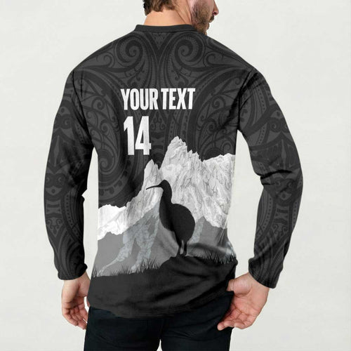 New Zealand South Island Football Custom Button Sweatshirt Aoraki Mount Cook With Kiwi Maori Pattern