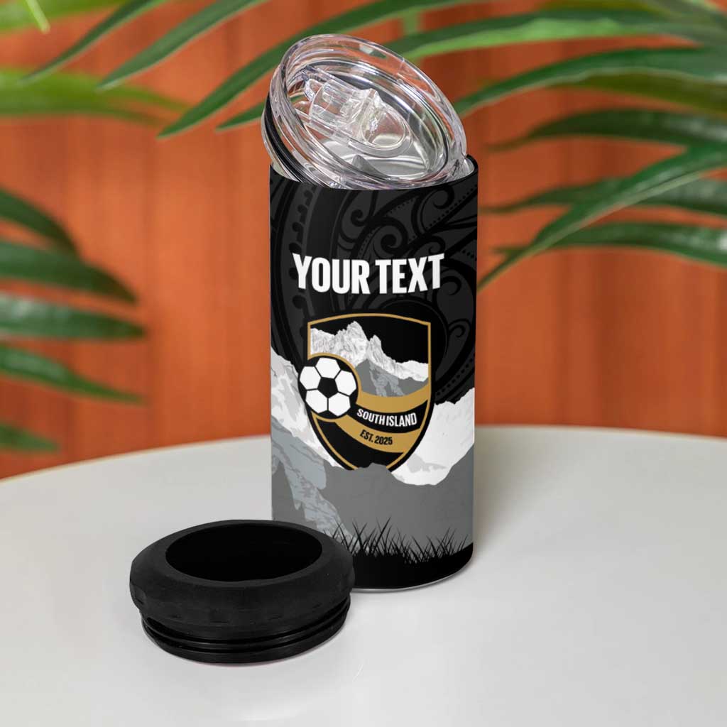 New Zealand South Island Football Custom 4 in 1 Can Cooler Tumbler Aoraki Mount Cook With Kiwi Maori Pattern