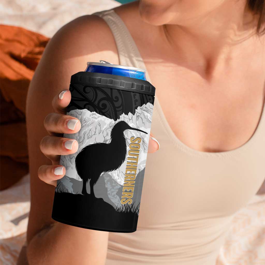 New Zealand South Island Football Custom 4 in 1 Can Cooler Tumbler Aoraki Mount Cook With Kiwi Maori Pattern