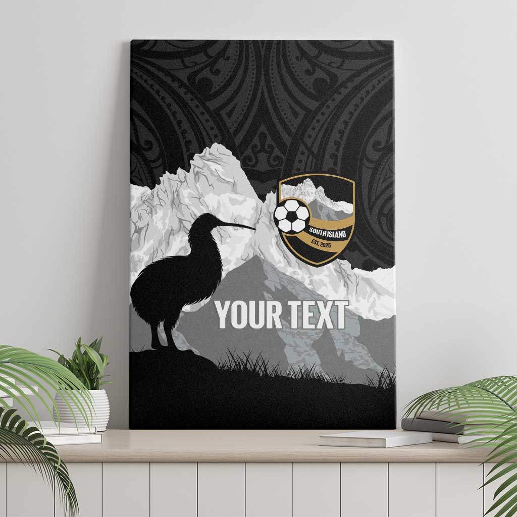 New Zealand South Island Football Custom Canvas Wall Art Aoraki Mount Cook With Kiwi Maori Pattern