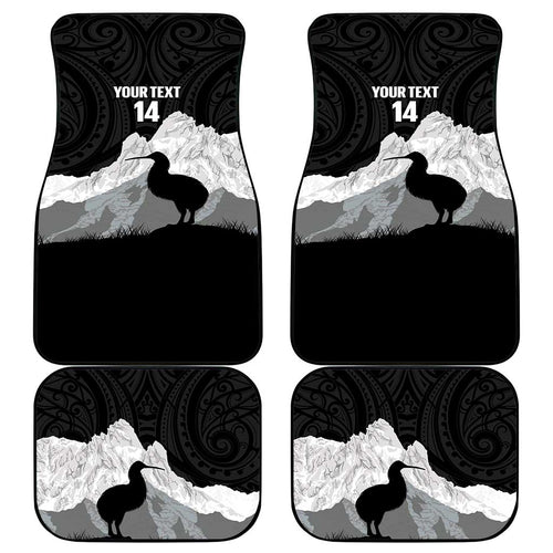 New Zealand South Island Football Custom Car Mats Aoraki Mount Cook With Kiwi Maori Pattern