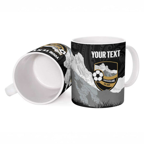 New Zealand South Island Football Custom Ceramic Mug Aoraki Mount Cook With Kiwi Maori Pattern