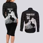 New Zealand South Island Football Custom Couples Matching Long Sleeve Bodycon Dress and Long Sleeve Button Shirt Aoraki Mount Cook With Kiwi Maori Pattern