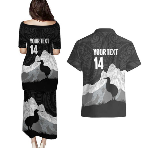 New Zealand South Island Football Custom Couples Matching Puletasi and Hawaiian Shirt Aoraki Mount Cook With Kiwi Maori Pattern