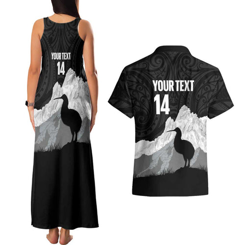 New Zealand South Island Football Custom Couples Matching Tank Maxi Dress and Hawaiian Shirt Aoraki Mount Cook With Kiwi Maori Pattern