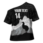 New Zealand South Island Football Custom Cross Shoulder Shirt Aoraki Mount Cook With Kiwi Maori Pattern