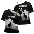 New Zealand South Island Football Custom Cross Shoulder Shirt Aoraki Mount Cook With Kiwi Maori Pattern