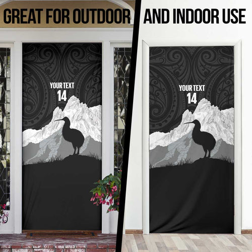 New Zealand South Island Football Custom Door Cover Aoraki Mount Cook With Kiwi Maori Pattern