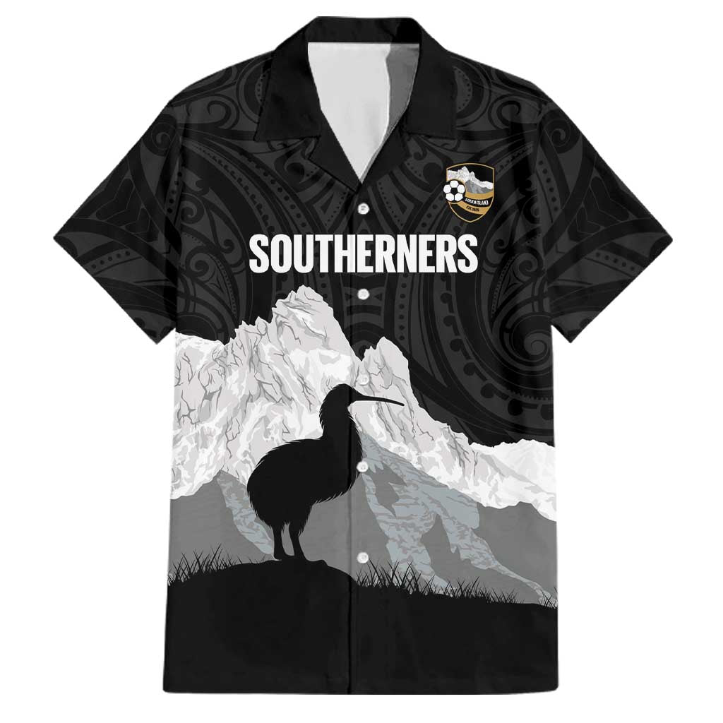 New Zealand South Island Football Custom Family Matching Off The Shoulder Long Sleeve Dress and Hawaiian Shirt Aoraki Mount Cook With Kiwi Maori Pattern