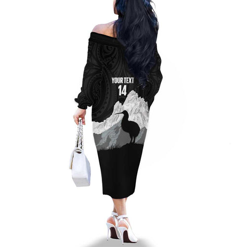 New Zealand South Island Football Custom Family Matching Off The Shoulder Long Sleeve Dress and Hawaiian Shirt Aoraki Mount Cook With Kiwi Maori Pattern