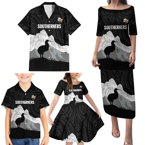 New Zealand South Island Football Custom Family Matching Puletasi and Hawaiian Shirt Aoraki Mount Cook With Kiwi Maori Pattern