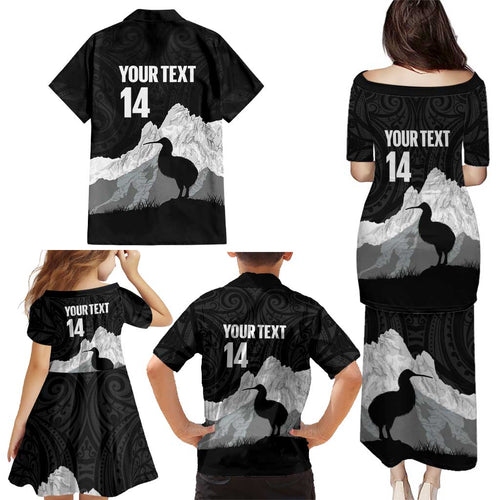 New Zealand South Island Football Custom Family Matching Puletasi and Hawaiian Shirt Aoraki Mount Cook With Kiwi Maori Pattern